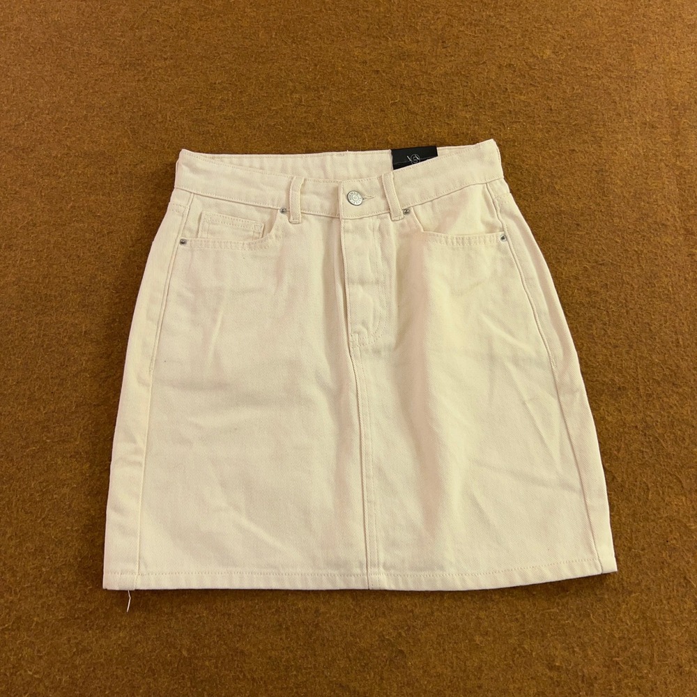 Solmar Womens 26 Regular Cream Denim Collection RF-14 Mini Skirt NWT